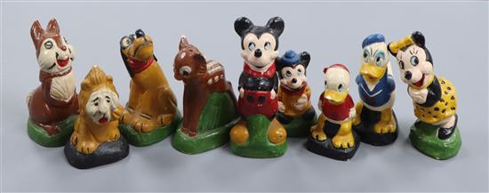 A set of nine Walt Disney cloisonne characters tallest 10cm